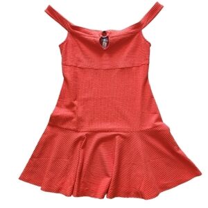 Urban Outfitters Orange Fit & Flare Dress | Circle Neck Detail Size MED